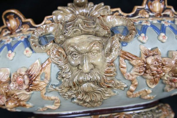 COLOSASAL WILHELM SCHILLER SONS MAJOLICA CENTER B - 4