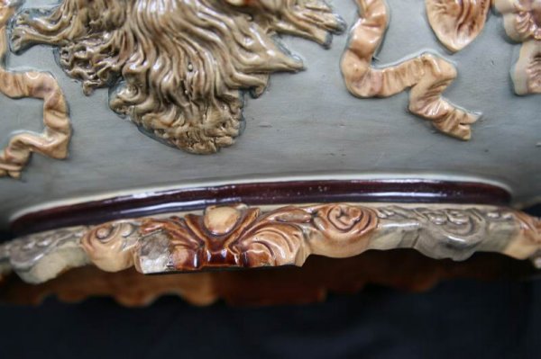 COLOSASAL WILHELM SCHILLER SONS MAJOLICA CENTER B - 7
