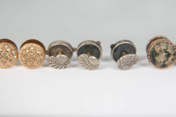 VICTORIAN LOT OF 8 SHIRT STUDS 14K AND STERLING - 3