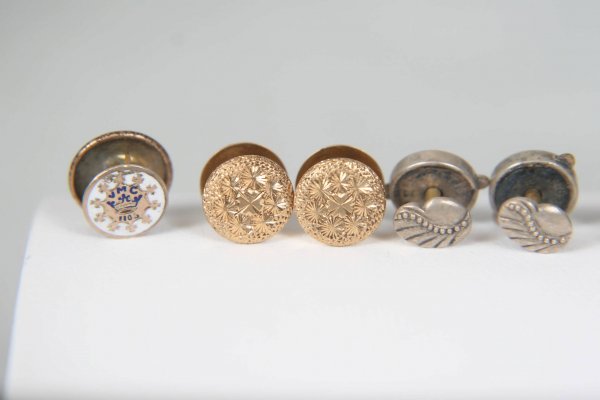 VICTORIAN LOT OF 8 SHIRT STUDS 14K AND STERLING - 4