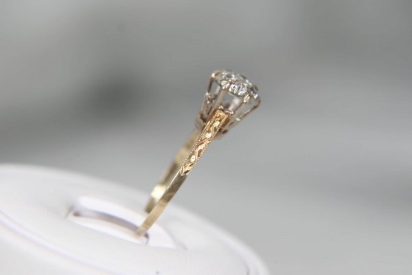 ART DECO HIGH SET DIAMOND ARRAY 14K YELLOW WHITE  - 3
