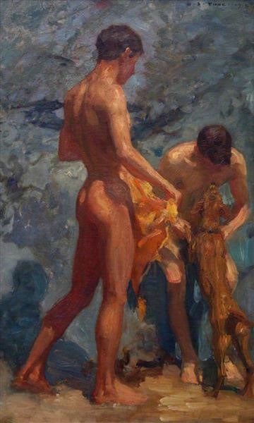 Study of Bathing Boys by Henry Scott Tuke, 1912. A top-notch reproduction Oil on Canvas nude: Study of Bathing Boys by Henry Scott Tuke, 1912. A top-notch reproduction Oil on Canvas nude painting. 80 by 60 cm