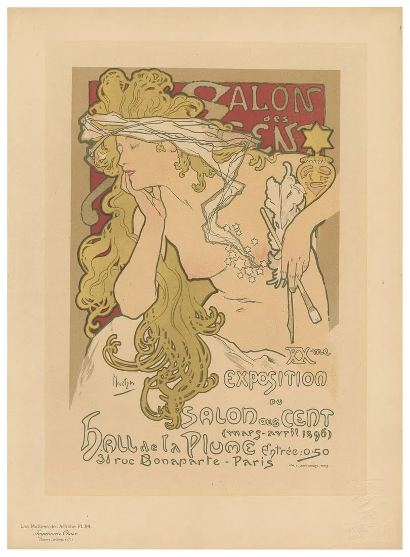 MUCHA, Alphonse (1860 – 1939). Salon des Cent. Maitres de l’Affiche Pl. 94. Paris: Imp. Chaix. (1 of 1)