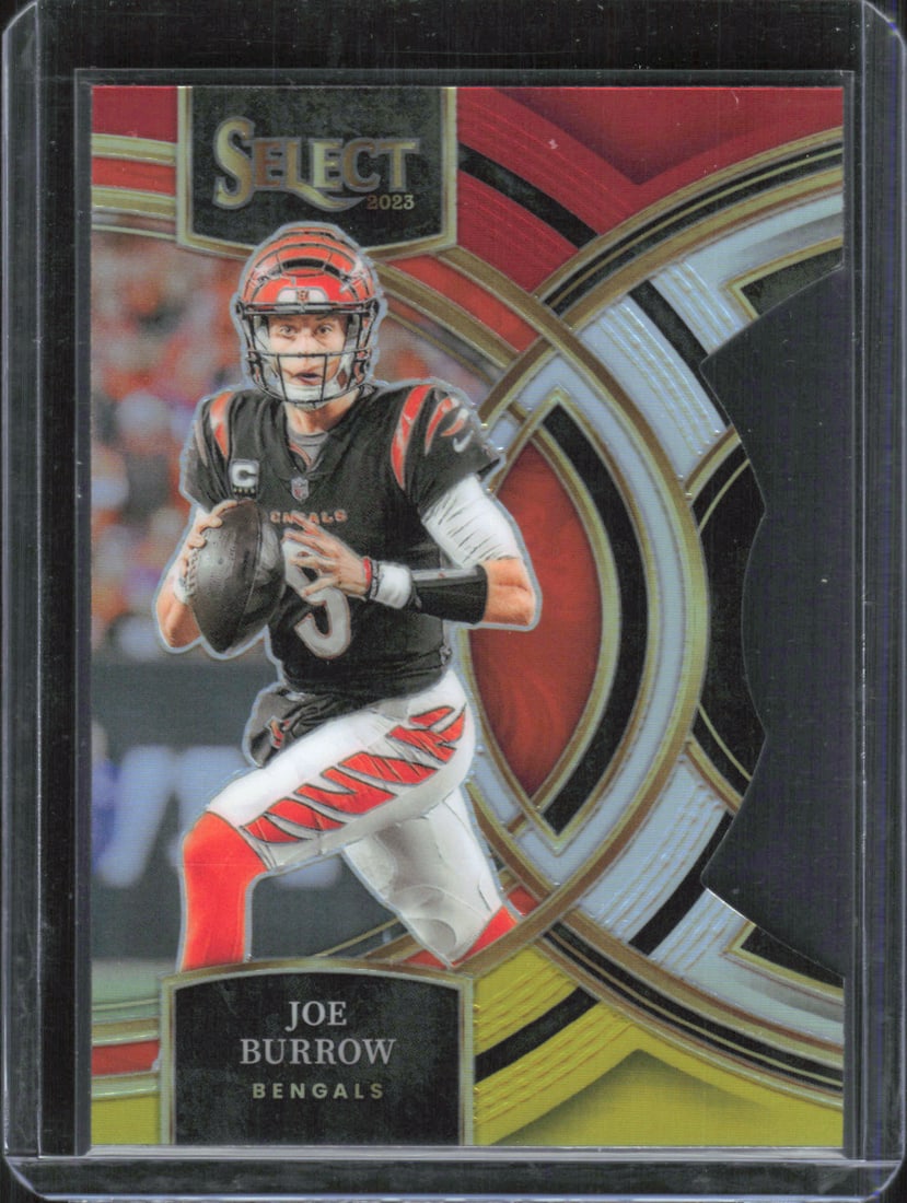 Joe Burrow Red/Yellow Prizm Die Cut 2023 Select #165: Joe Burrow Red/Yellow Prizm Die Cut 2023 Select #165