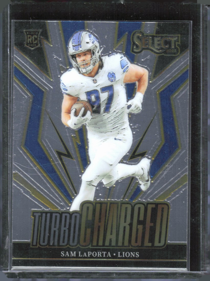 Sam LaPorta Turbocharged RC 2023 Panini Select #TUR-SLA: Sam LaPorta Turbocharged RC 2023 Panini Select #TUR-SLA