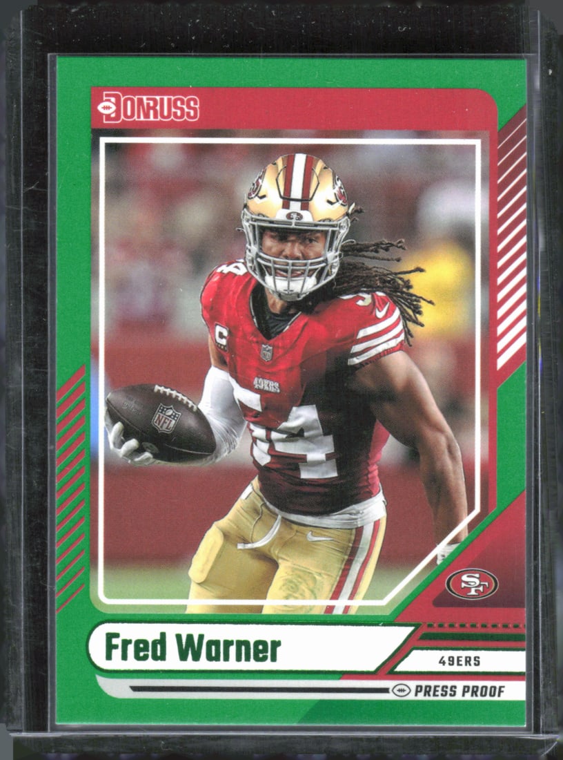 Fred Warner Green Press Proof 2024 Panini Donruss #18: Fred Warner Green Press Proof 2024 Panini Donruss #18