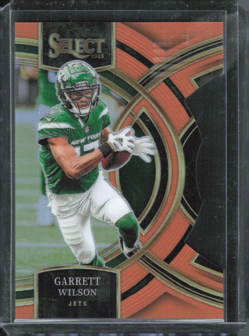 Garrett Wilson Orange Prizm Die Cut /399 2023 Panini Select #115: Garrett Wilson Orange Prizm Die Cut /399 2023 Panini Select #115