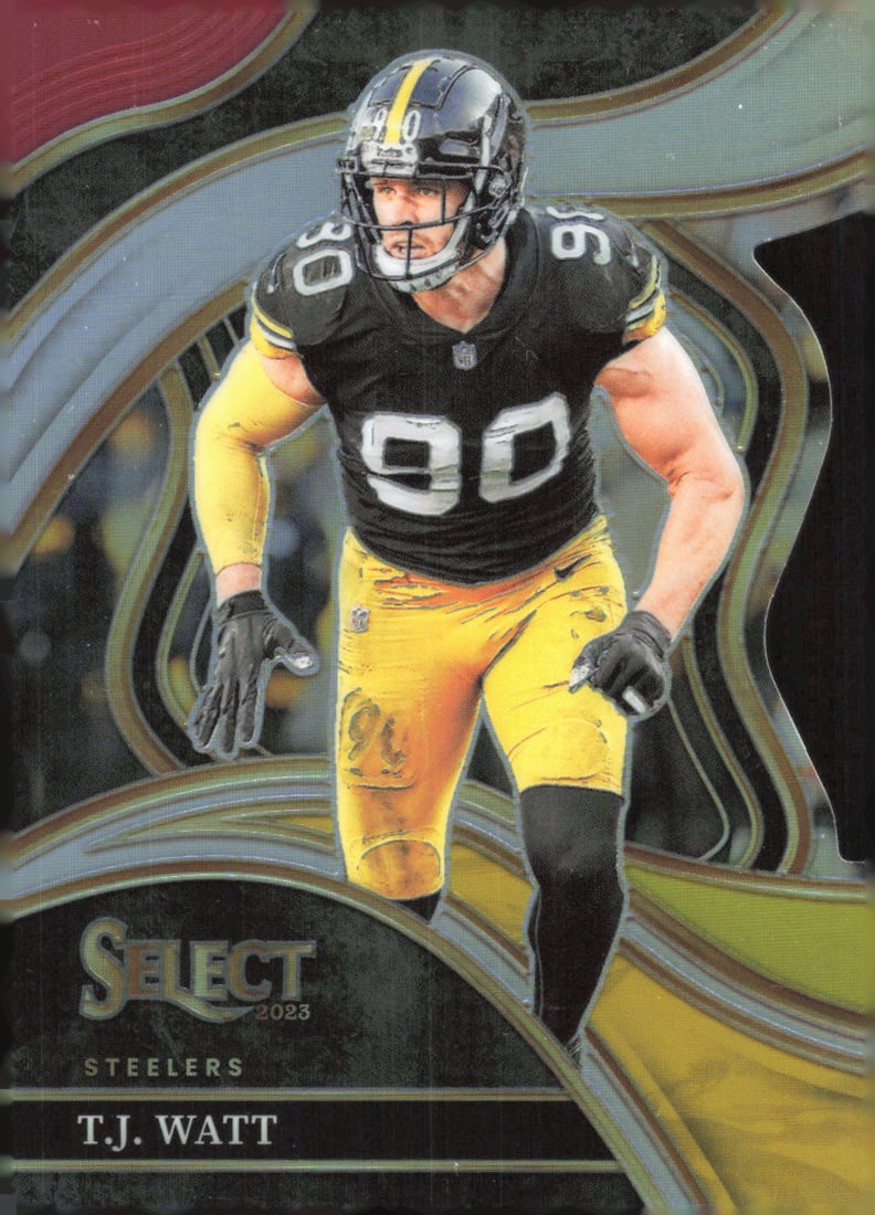 2023-24 Panini Select T.J. Watt Red/Yellow Club Level Die-Cut Prizm (1 of 2)