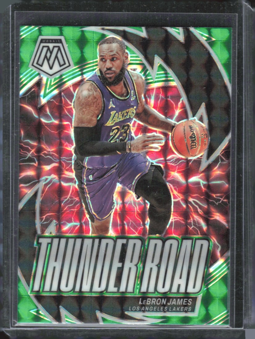 LeBron James Thunder Road Green Prizm 2023-24 Panini Mosaic #9 (1 of 2)