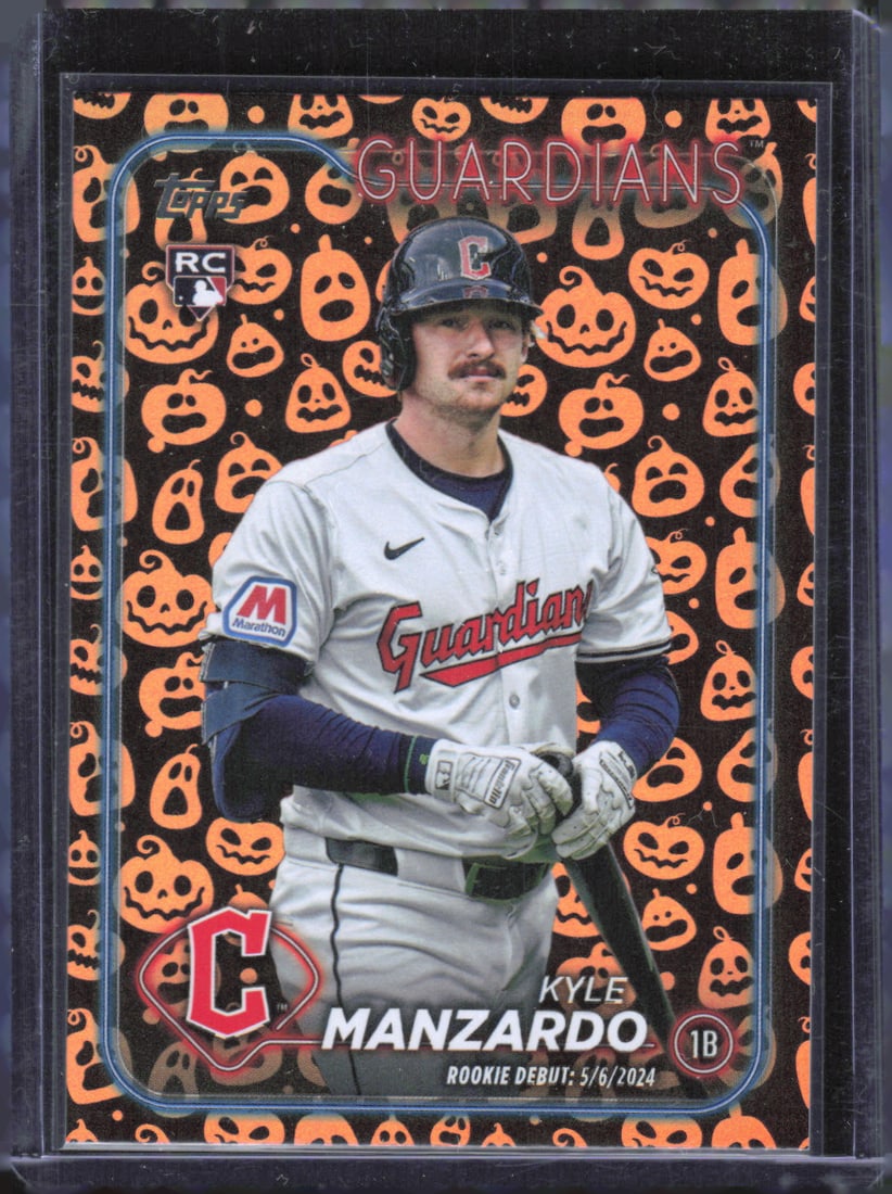 Kyle Manzardo SP Rookie Card Jack O' Lantern 2024 Topps Update Series: Kyle Manzardo SP Rookie Card Jack O' Lantern 2024 Topps Update Series