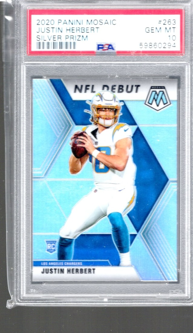 Justin Herbert Silver Prizm RC 2020 Panini Mosaic #263 PSA 10 (1 of 2)
