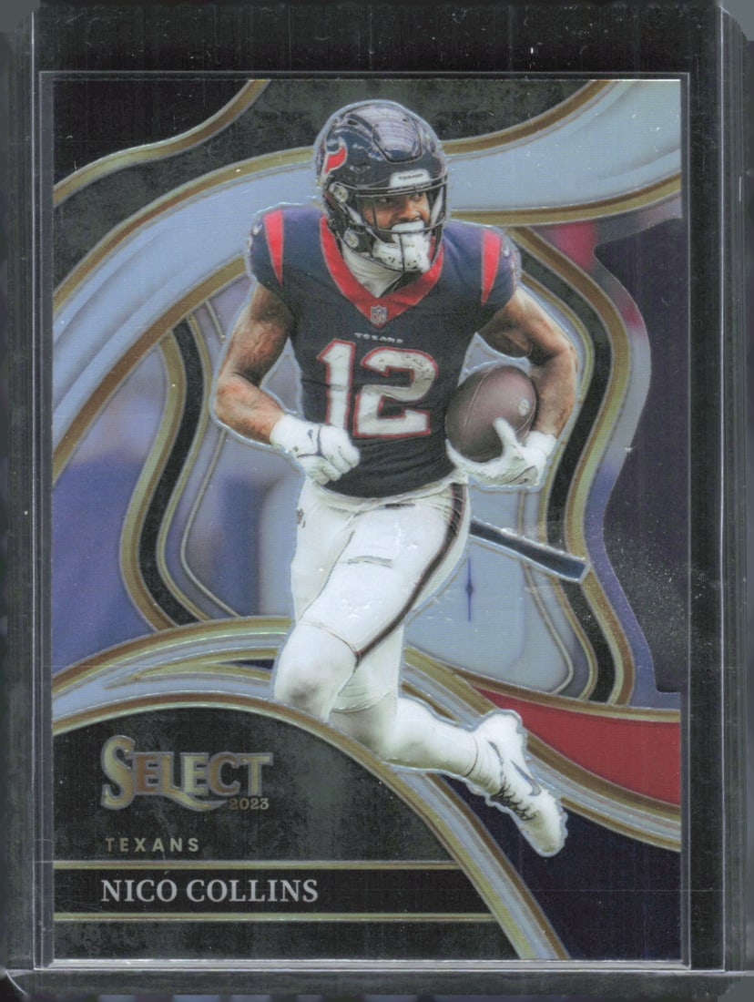 Nico Collins Black/Red Prizm Club Level Die Cut 2023 Panini Select #228 (1 of 2)