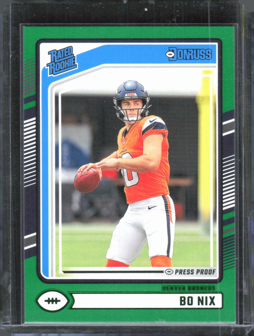 Bo Nix Green Press Proof RC 2024 Panini Donruss #369 (1 of 2)