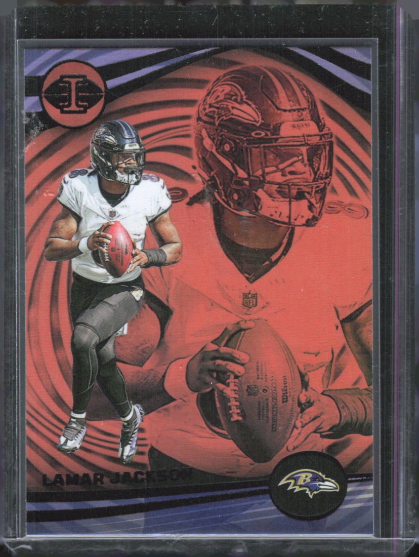 Lamar Jackson Orange Parallel 2023 Panini Illusions #8 (1 of 2)