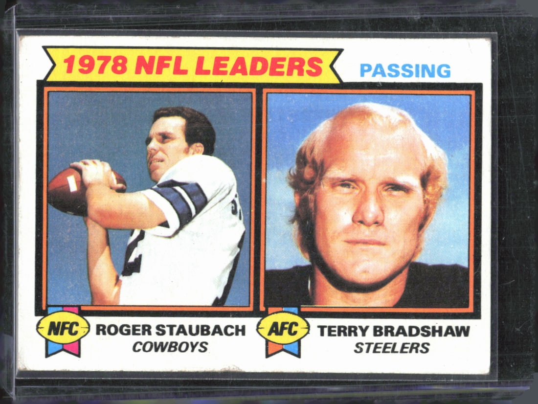 Roger Staubach & Terry Bradshaw '78 NFL Passing Leaders 1979 Topps #1 Vintage Football Card (1 of 2)