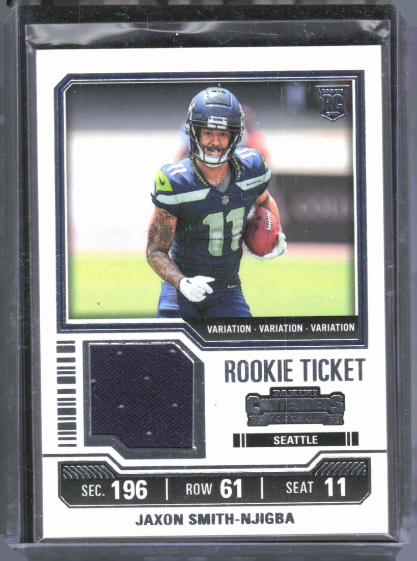 Jaxon Smith-Njigba Rookie Ticket Variation Patch 2023 Panini Contenders #TS17V: Jaxon Smith-Njigba Rookie Ticket Variation Patch 2023 Panini Contenders #TS17V