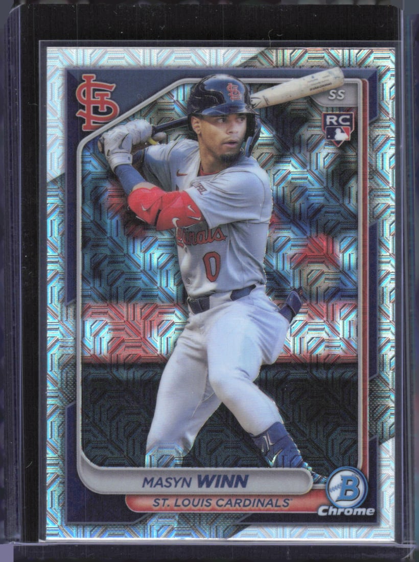 Masyn Winn Rookie Card Mojo Refractor 2024 Bowman Chrome #61: Masyn Winn Rookie Card Mojo Refractor 2024 Bowman Chrome #61