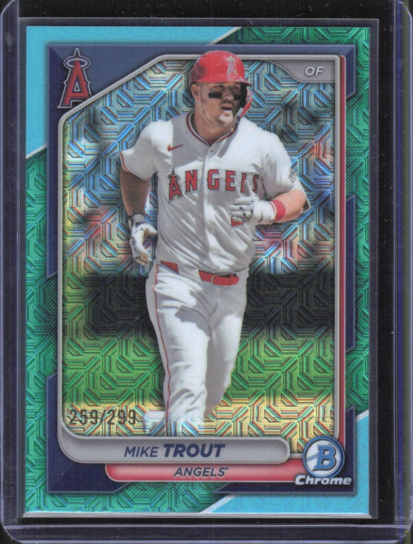 Mike Trout Aqua Mega Box Mojo /299 2024 Bowman Chrome #82 (1 of 2)