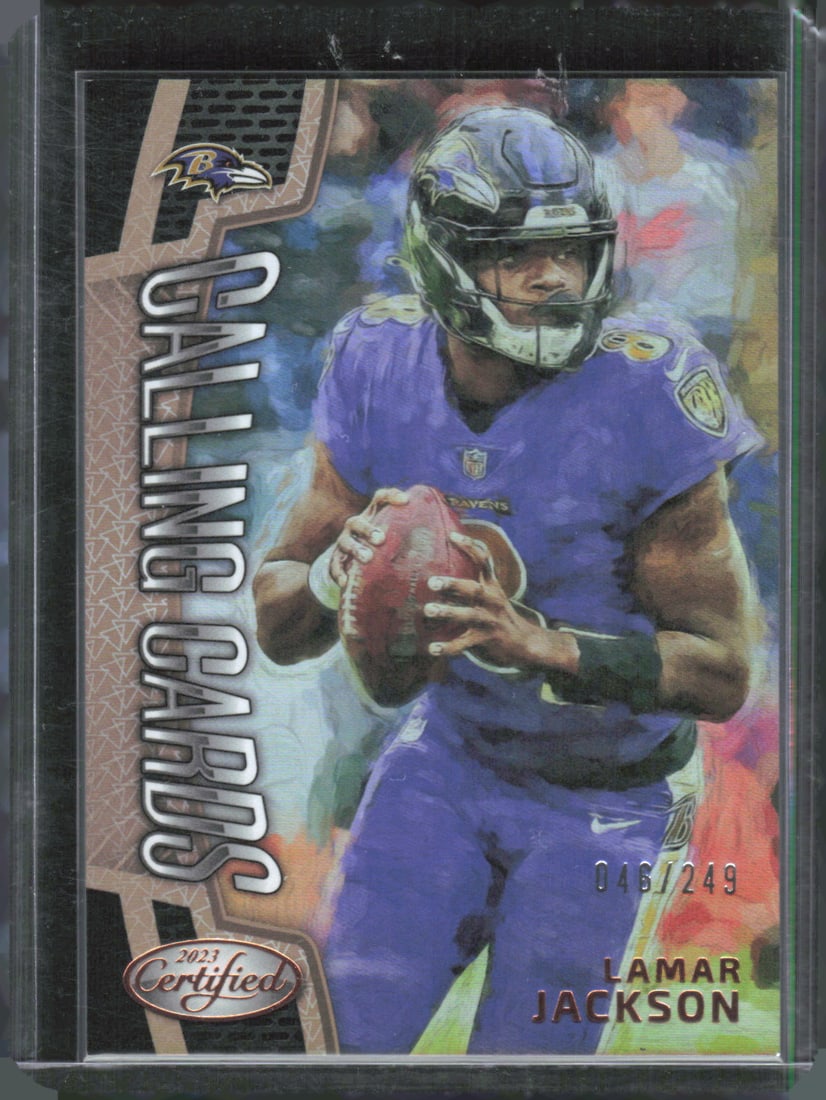 Lamar Jackson Calling Cards Orange Mirror /249 2023 Panini Certified #CALL-12 (1 of 2)