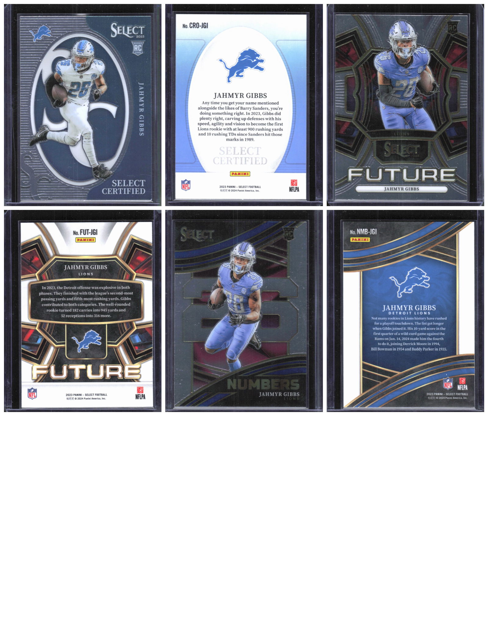 3 Count: Jahmyr Gibbs Rookie Cards Panini Select Insert Cards (1 of 1)