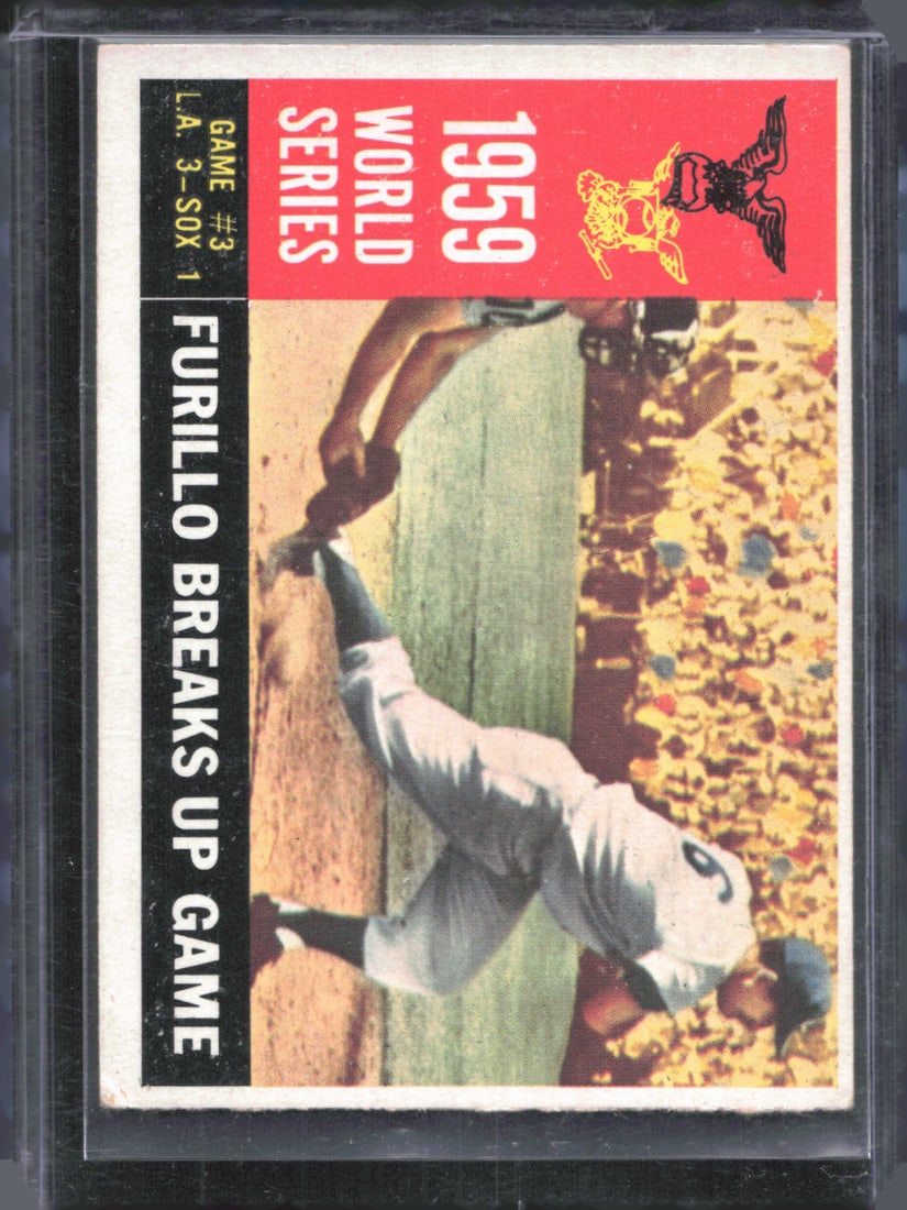 1960 Topps #387 1959 World Series Game #3 - Furillo Breaks up Game: 1960 Topps #387 1959 World Series Game #3 - Furillo Breaks up Game