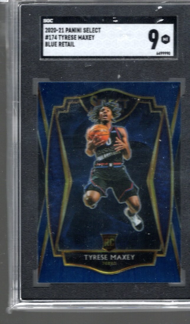 Tyrese Maxey Rookie Card SGC 9 Blue Retail 2020-21 Panini Select #174 (1 of 2)