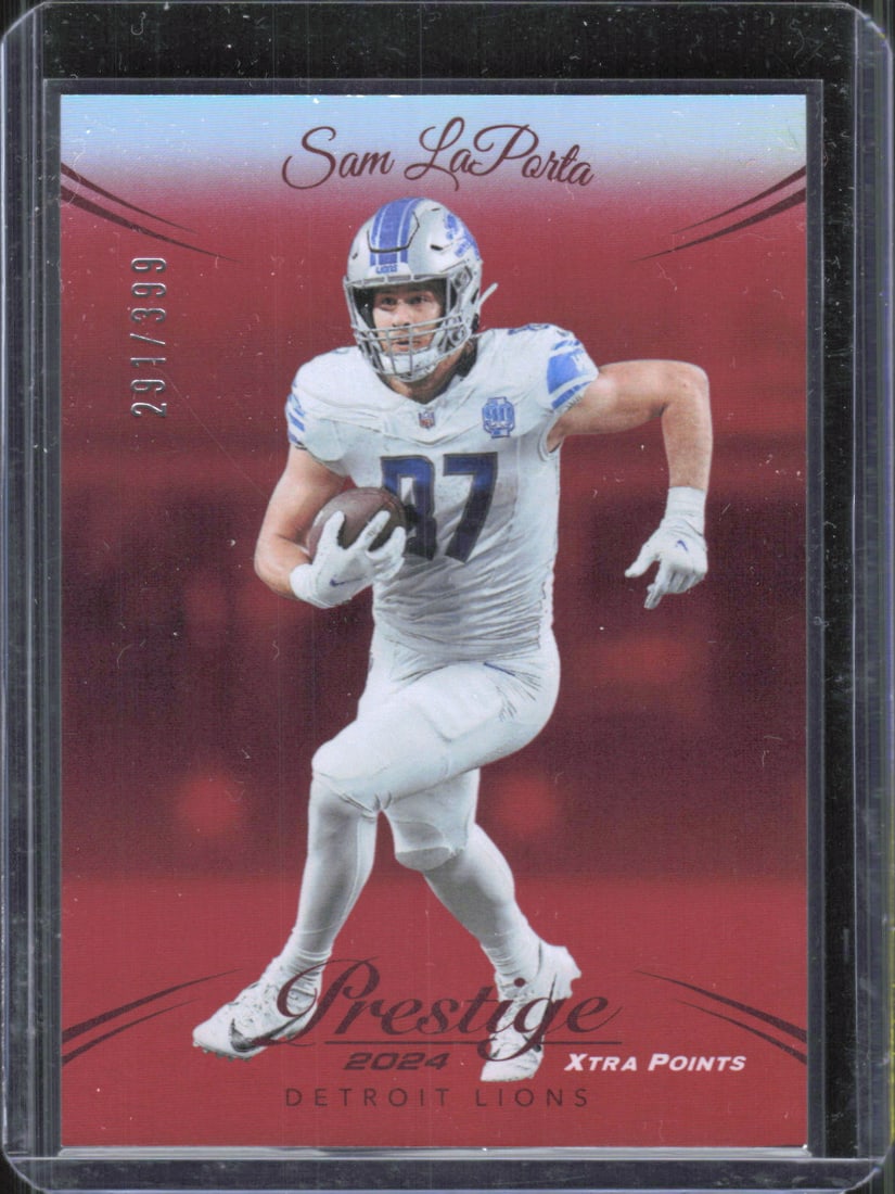 2024 Panini Prestige #99 Sam LaPorta Red Premium Xtra Points #/399: 2024 Panini Prestige #99 Sam LaPorta Red Premium Xtra Points #/399