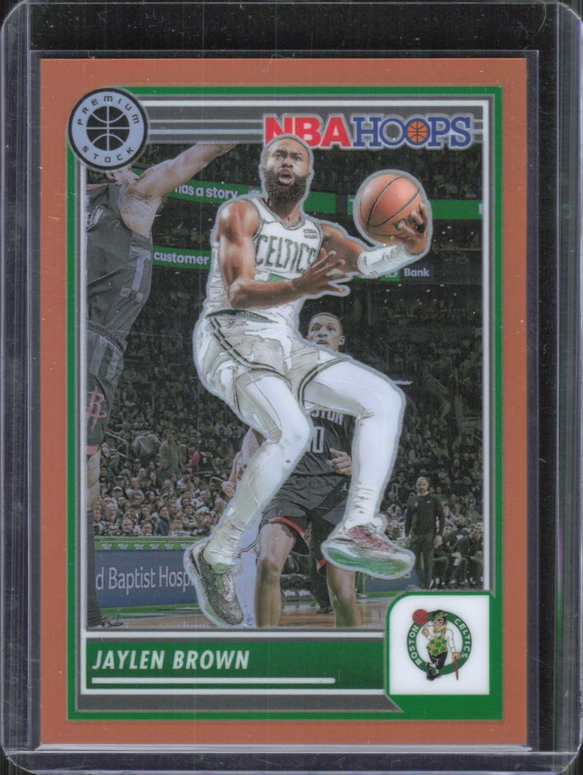 Jaylen Brown Orange Prizm /299 2023-24 Panini NBA Hoops Premium Stock #81 (1 of 2)