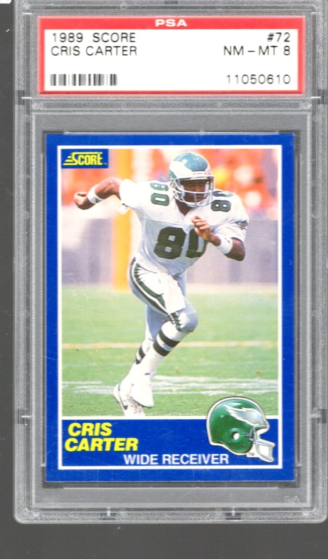 Cris Carter Rookie Card PSA 8 1989 Score #72: Cris Carter Rookie Card PSA 8 1989 Score #72