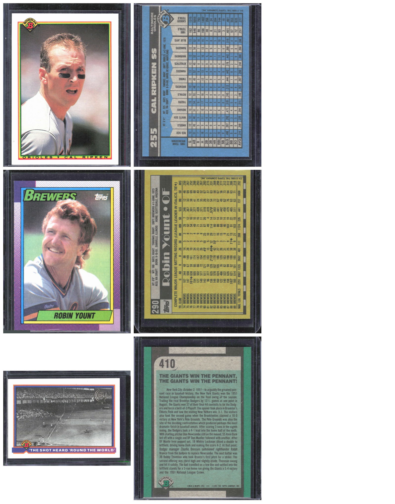 1990 & 1991 Vintage Baseball Cards: Robin Yount & Cal Ripken, Jr (1 of 1)