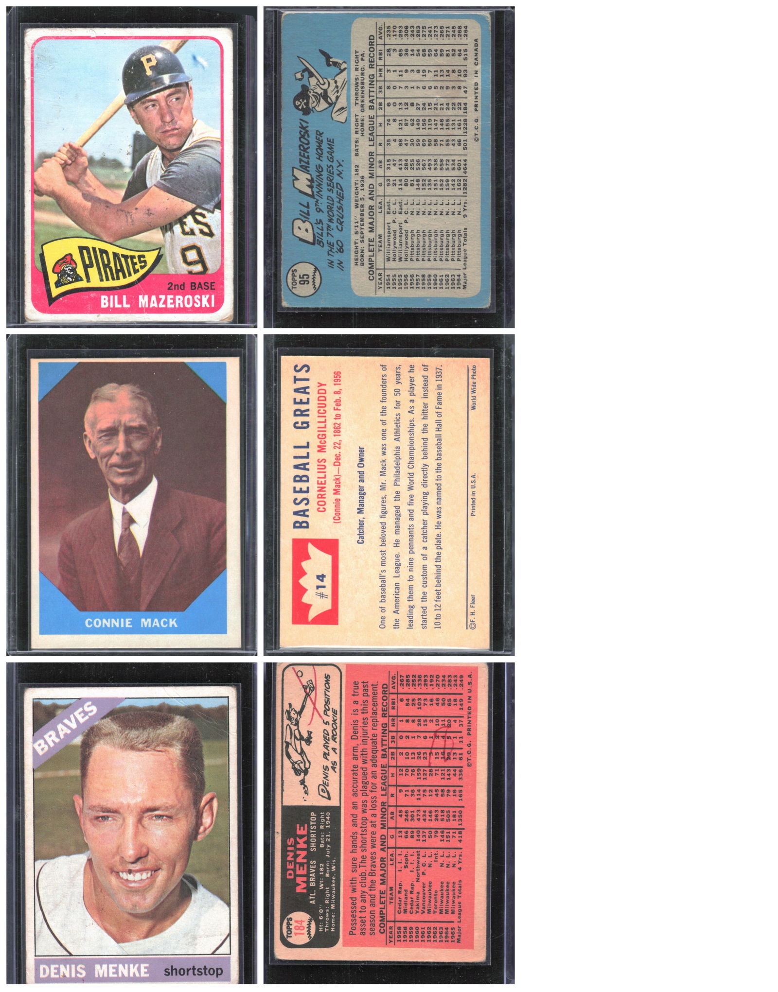 2 - Vintage Early 1960's Topps Baseball Cards & 1 Fleer Connie Mack (1 of 1)