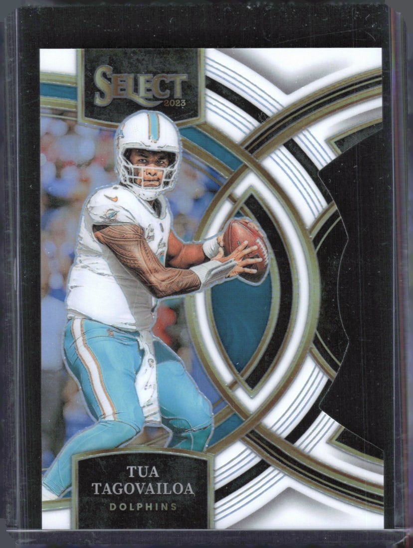 Tua Tagovailoa #009/199 White Prizm Premier Level Die-Cut 2023-24 Panini Select (1 of 2)