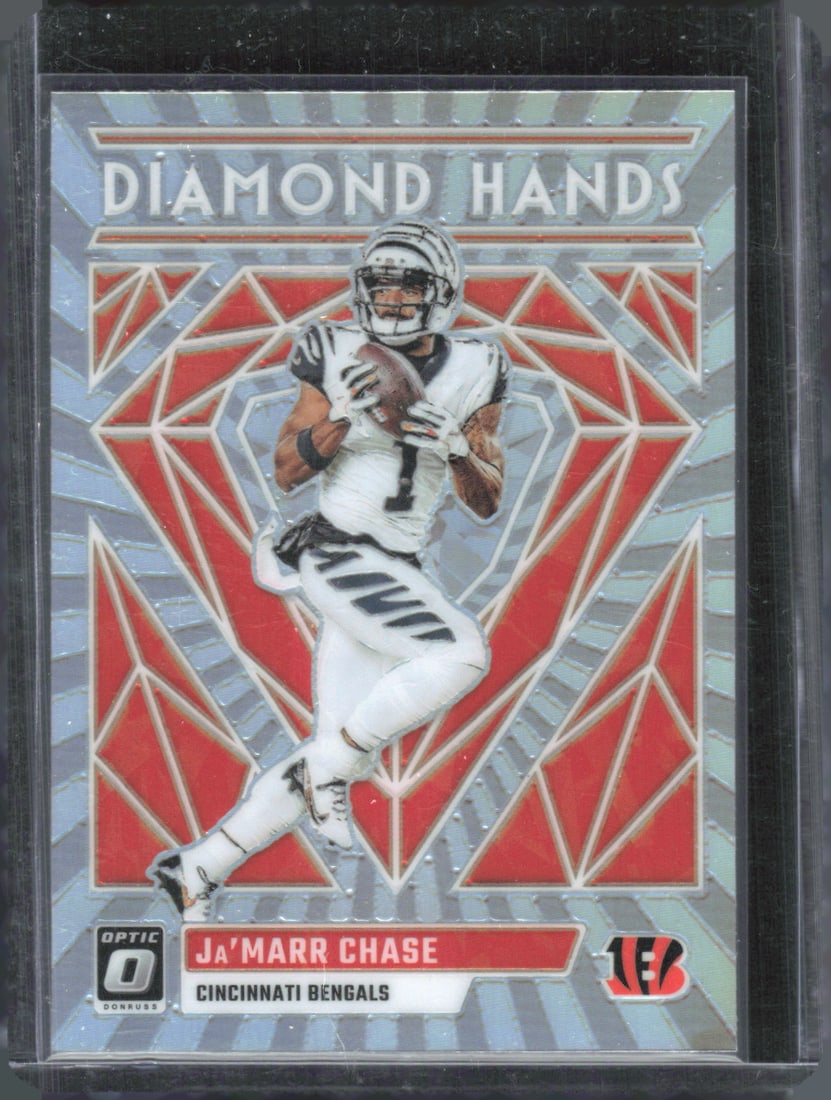 Ja'Marr Chase Diamond Hands Holo Prizm 2023 Donruss Optic #DH-JC: Ja'Marr Chase Diamond Hands Holo Prizm 2023 Donruss Optic #DH-JC