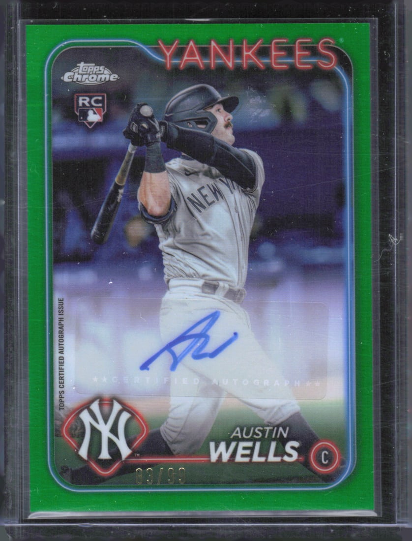 Austin Wells Green Refractor RC Auto /99 2024 Topps Chrome Update #AC-AWE (1 of 2)