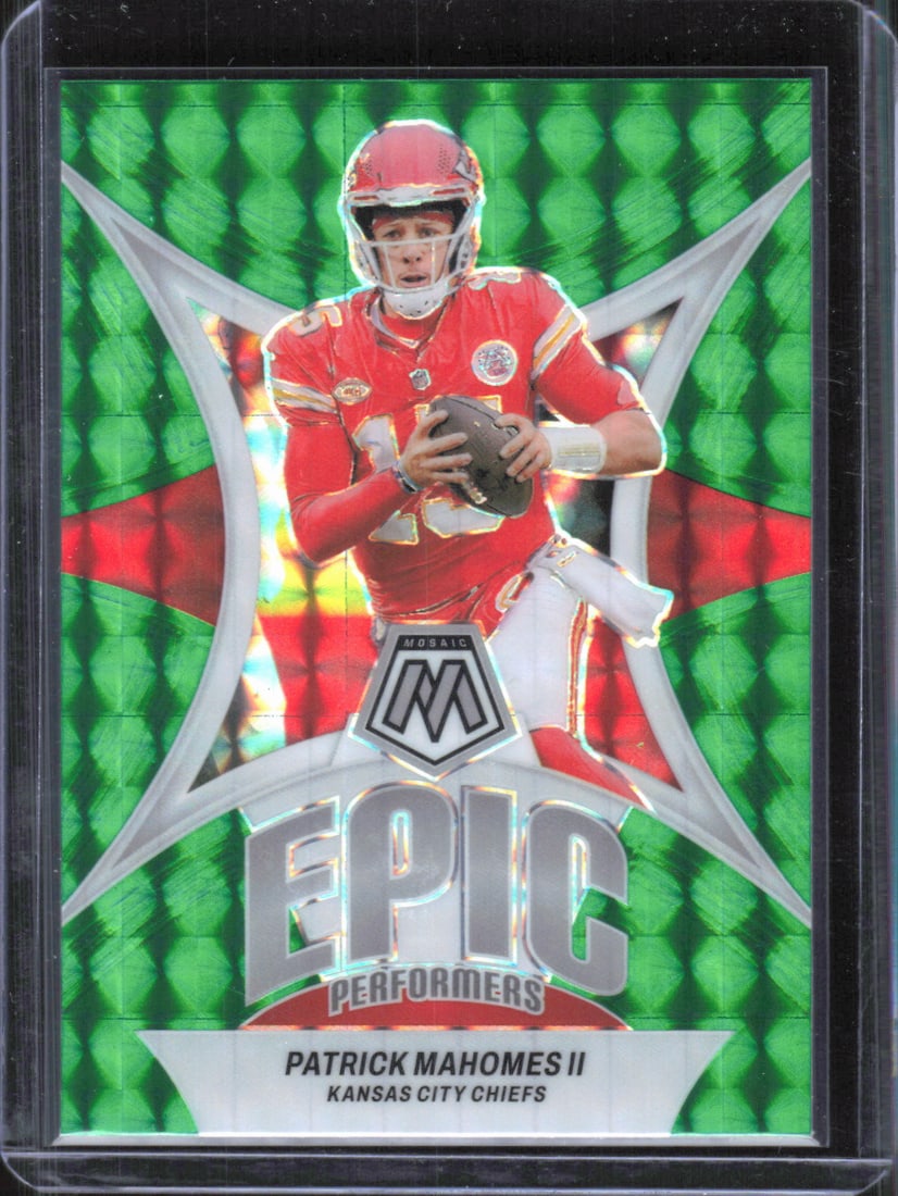 2024 Panini Mosaic #EP-PH Patrick Mahomes II Epic Performers Mosaic Green Prizm (1 of 2)