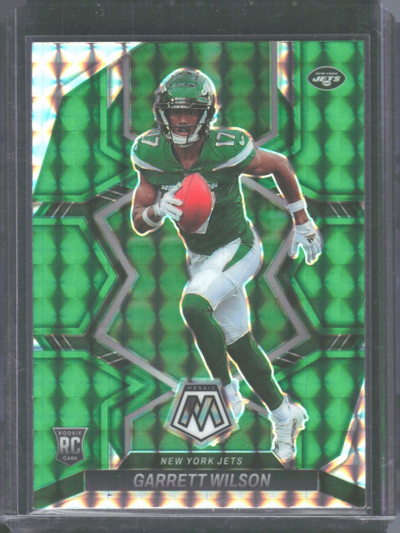 2022 Panini Mosaic #311 Garrett Wilson Mosaic Green Prizm RC (1 of 2)