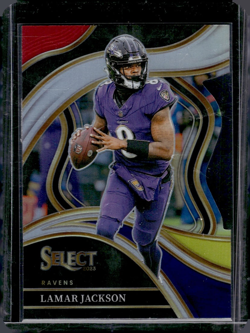 Lamar Jackson Red/Yellow Prizm Club Level Die Cut 2023 Panini Select #241 (1 of 2)