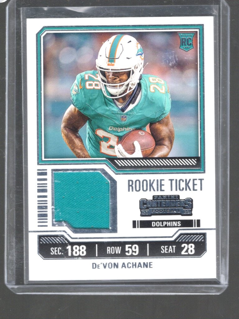 De'Von Achane Rookie Ticket Patch 2023 Panini Contenders #TS9 (1 of 2)