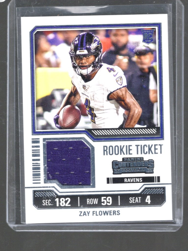 Zay Flowers Rookie Ticket Patch 2023 Panini Contenders #TS39 (1 of 2)