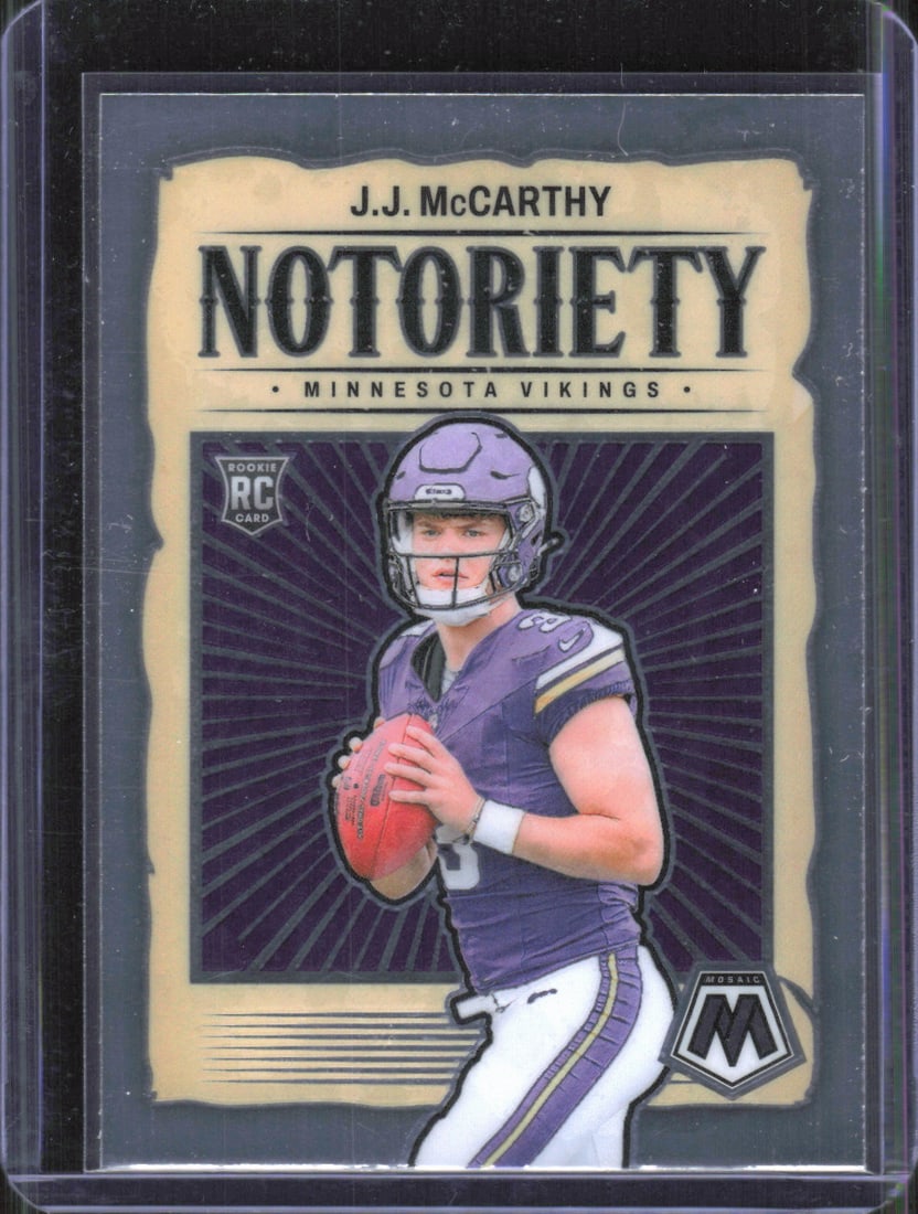 JJ McCarthy Notoriety RC 2024 Panini Mosiac #21: JJ McCarthy Notoriety RC 2024 Panini Mosiac #21