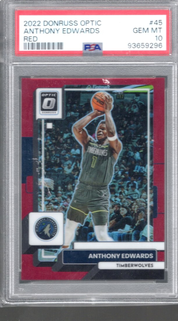 Anthony Edwards Red Prizm /99 2022-23 Donruss Optic #45 PSA 10 (1 of 2)