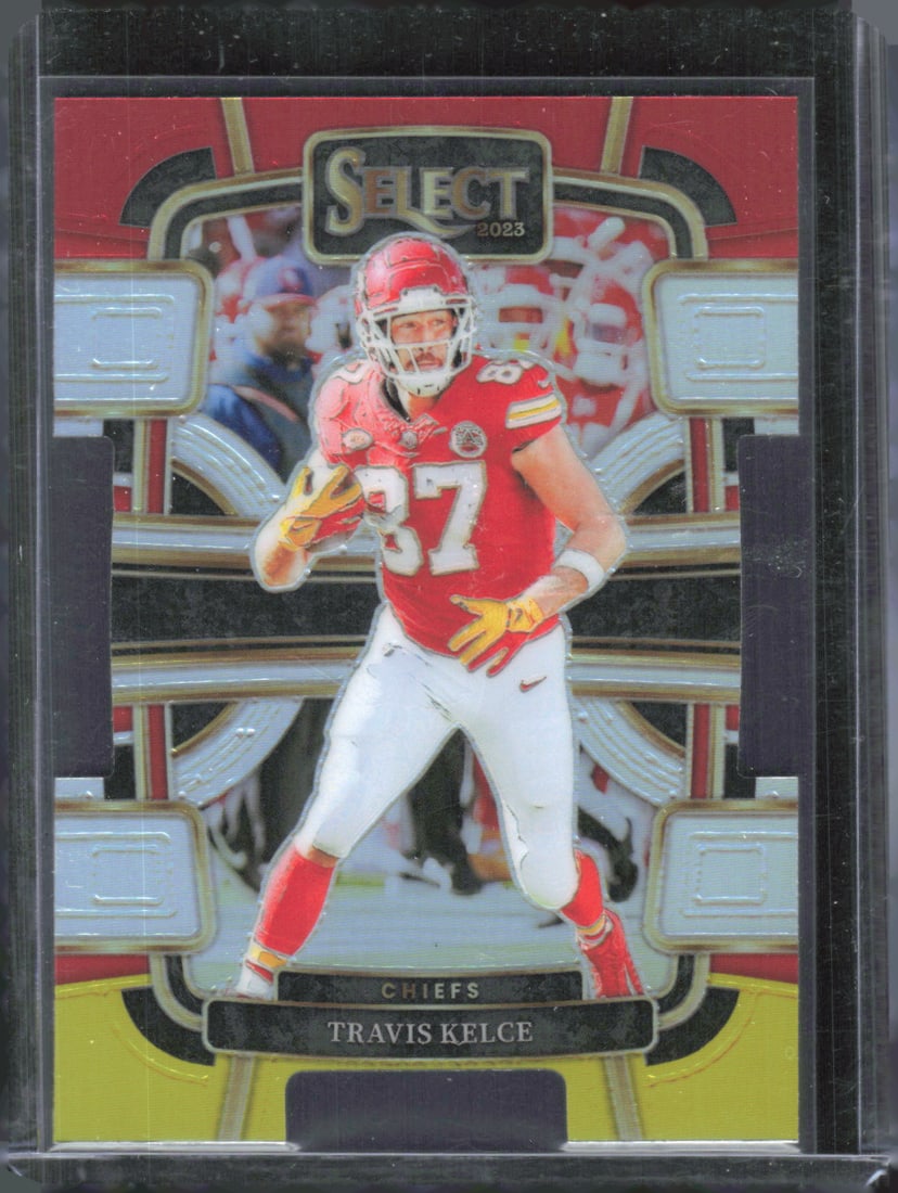 2023 Panini Select #50 Travis Kelce Red and Yellow Prizms Die Cuts (1 of 2)