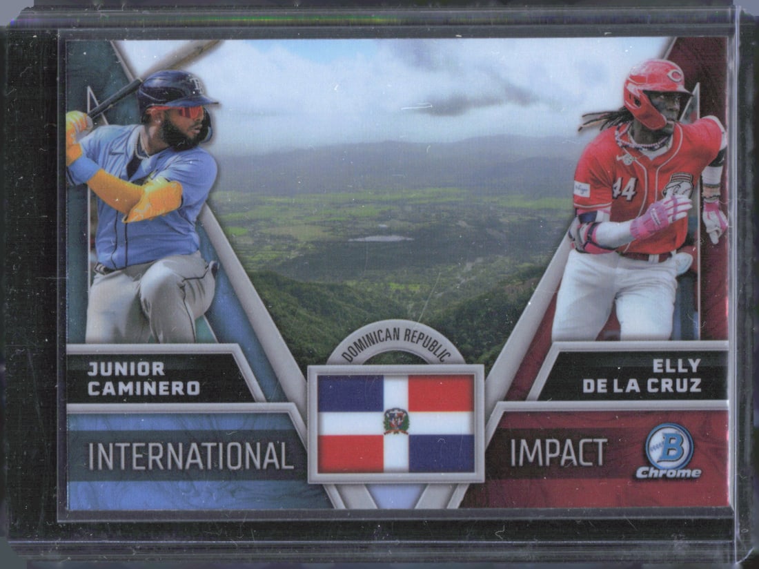2024 Bowman Chrome #II-15 Elly De La Cruz / Junior Caminero International Impact Refractor: 2024 Bowman Chrome #II-15 Elly De La Cruz / Junior Caminero International Impact Refractor