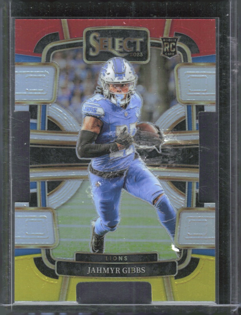 2023 Panini Select #34 Jahmyr Gibbs Red and Yellow Prizms Die Cuts (1 of 2)