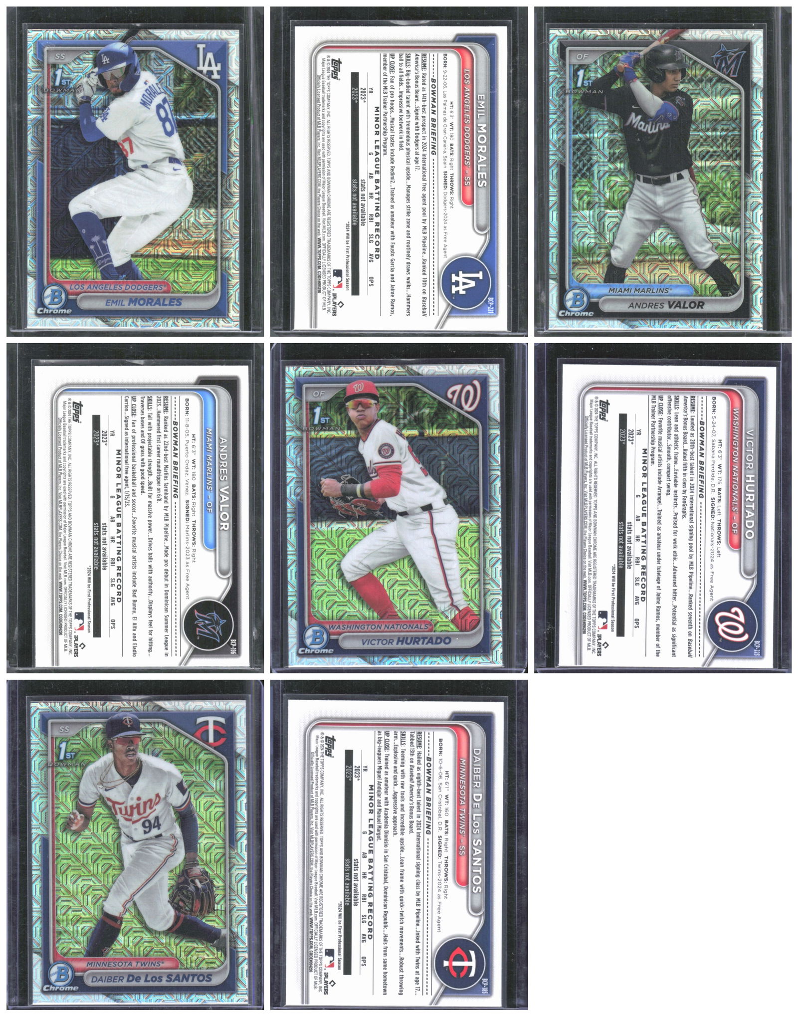 4 - 2024 !st Bowman Chrome Mojo Refractors Prospect Cards (1 of 1)