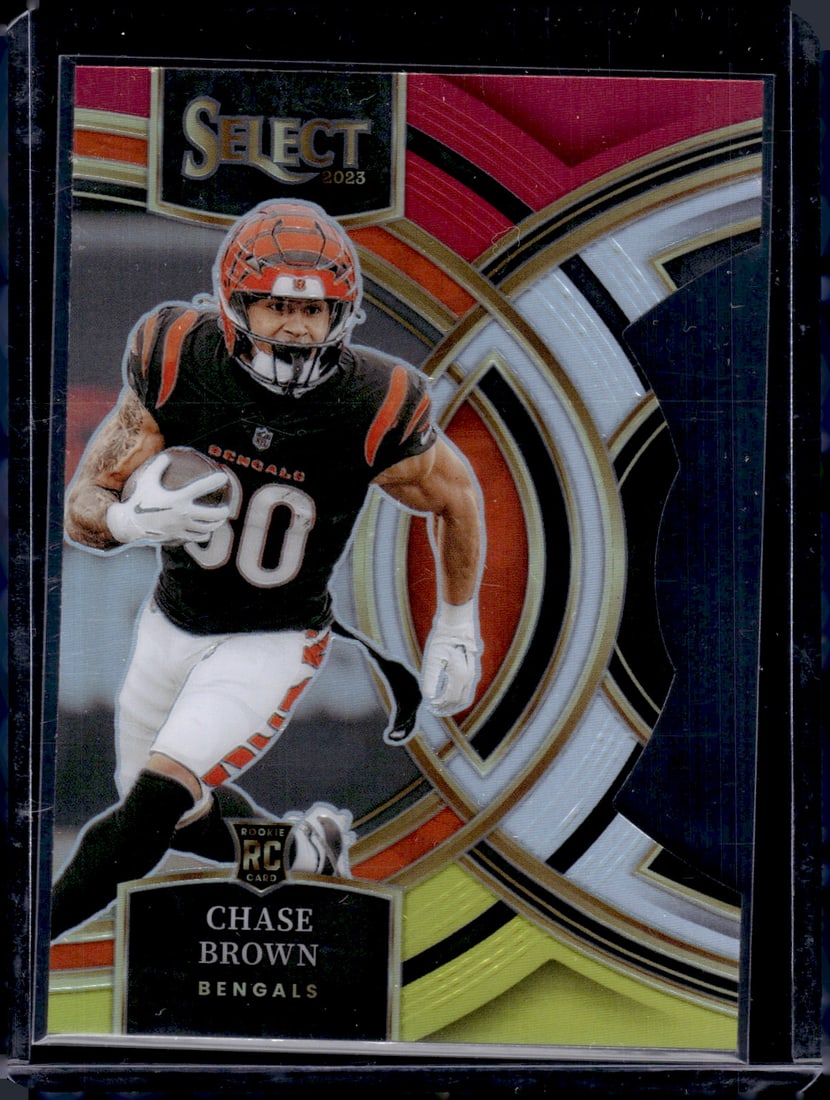 Chase Brown Red/Yellow Prizm Die Cut RC 2023 Panini Select #151 (1 of 2)