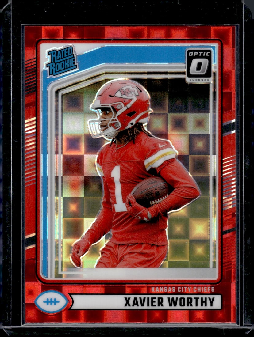 Xavier Worthy Red Pandora Prizm RC 2024 Panini Donruss #398: Xavier Worthy Red Pandora Prizm RC 2024 Panini Donruss #398