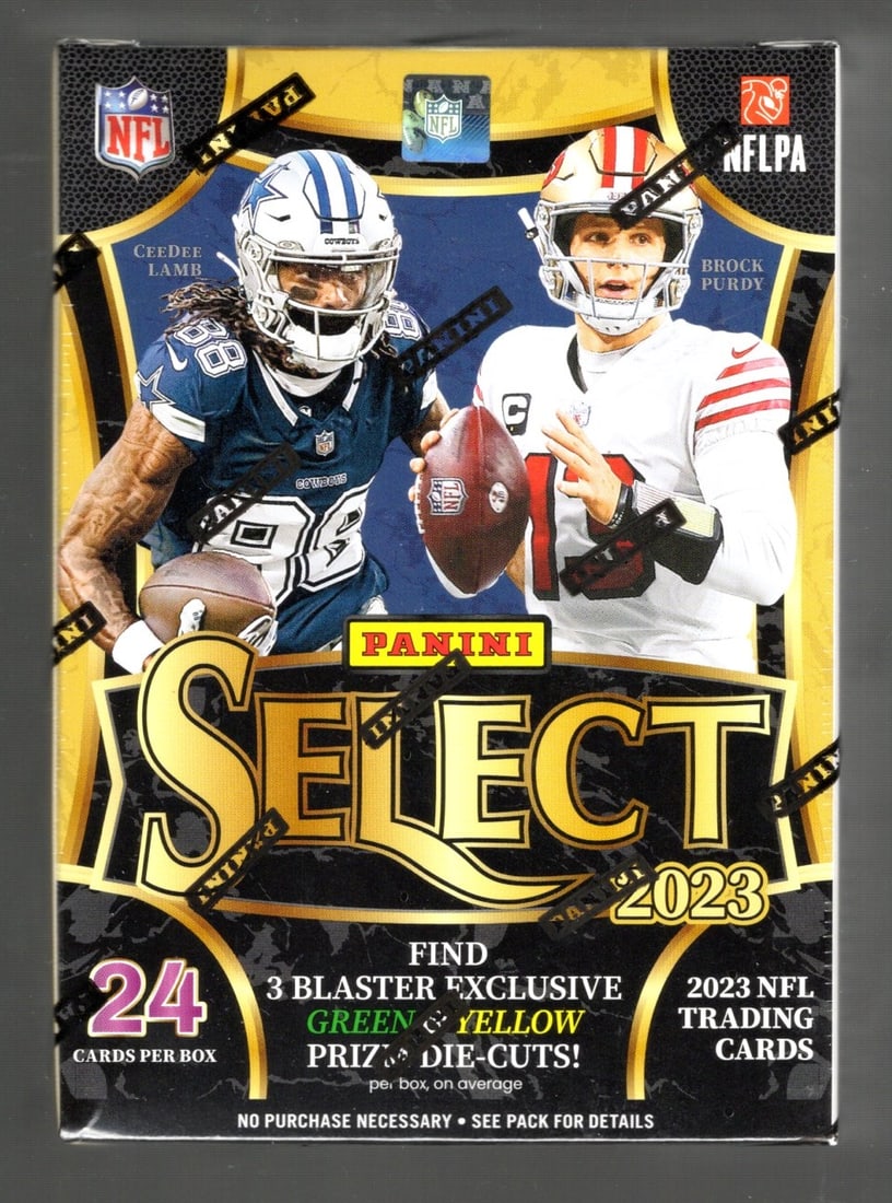 2023-24 Panini Select Football Blaster Box - Green & Yellow Prizm Die-Cuts, Zebra's, Rookiei Cards: 2023-24 Panini Select Football Blaster Box - Green & Yellow Prizm Die-Cuts, Zebra's, Rookiei Cards
