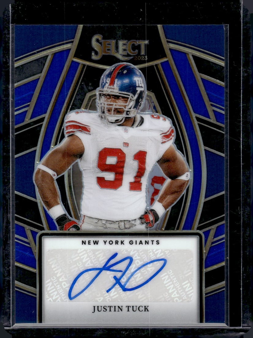 Justin Tuck Blue Prizm Auto /99 2023 Panini Select #SELS-JTU (1 of 2)