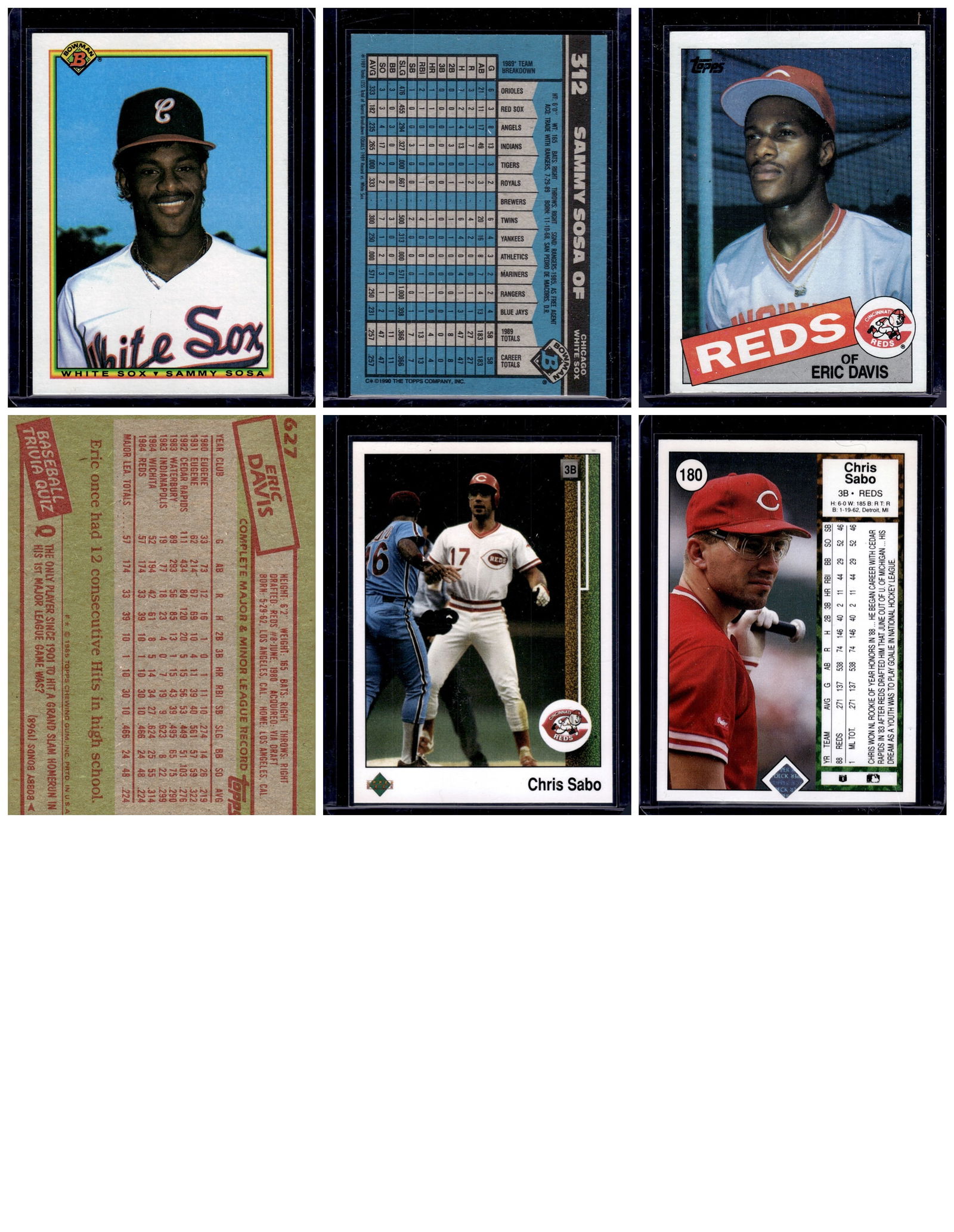 3 Vintage Baseball Cards - Sosa, Chris Sabo, Eric Davis (1 of 1)
